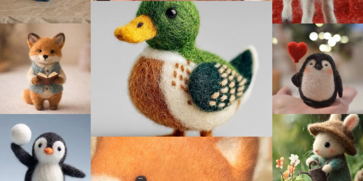 cute needle felted animals collection — sheep, hedgehog, fox, penguin, pumpkin cat, chibi pet portrait