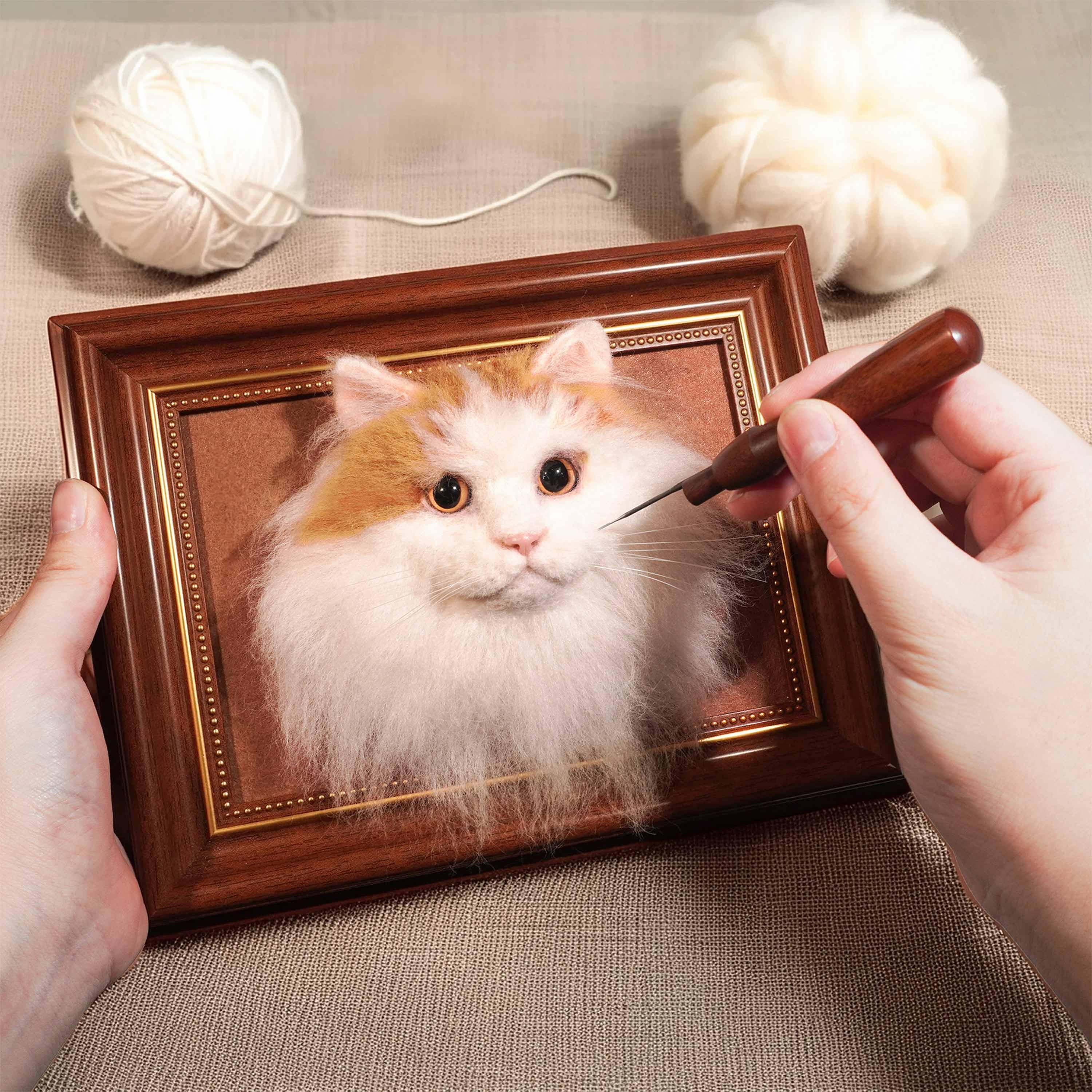 A Heartfelt Tribute in Wool: The Portrait of Lucky little cat