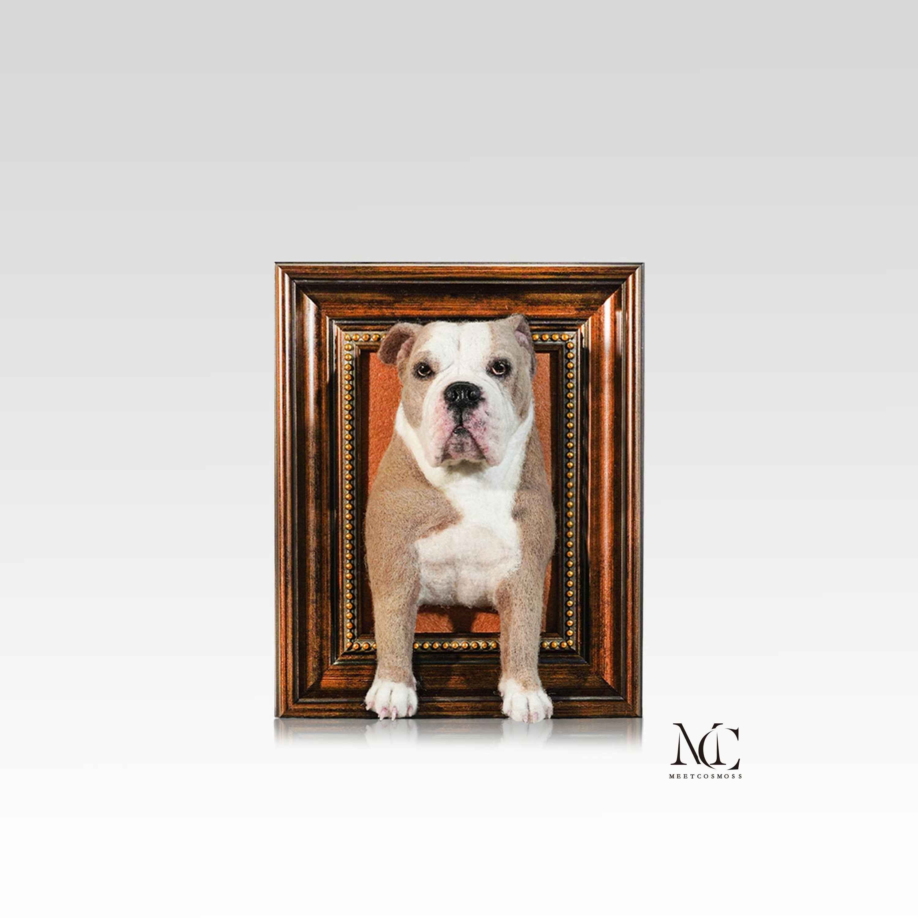 Framed Portrait of a Wool Felt Dog