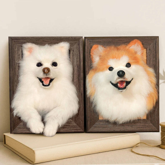 Framed Portrait of a Wool Felt Dog - Meetcosmoss