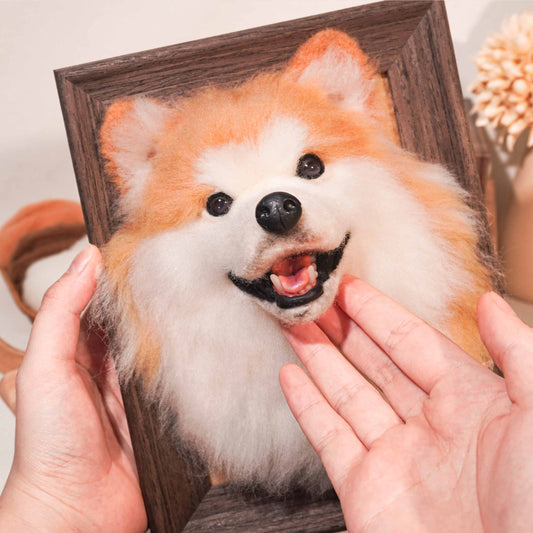 Framed Portrait of a Wool Felt Dog - Meetcosmoss